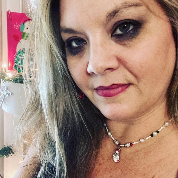 Artisan Crafted Handmade Sparkling Snowgirl Christmas Necklace - Picture 2 of 9